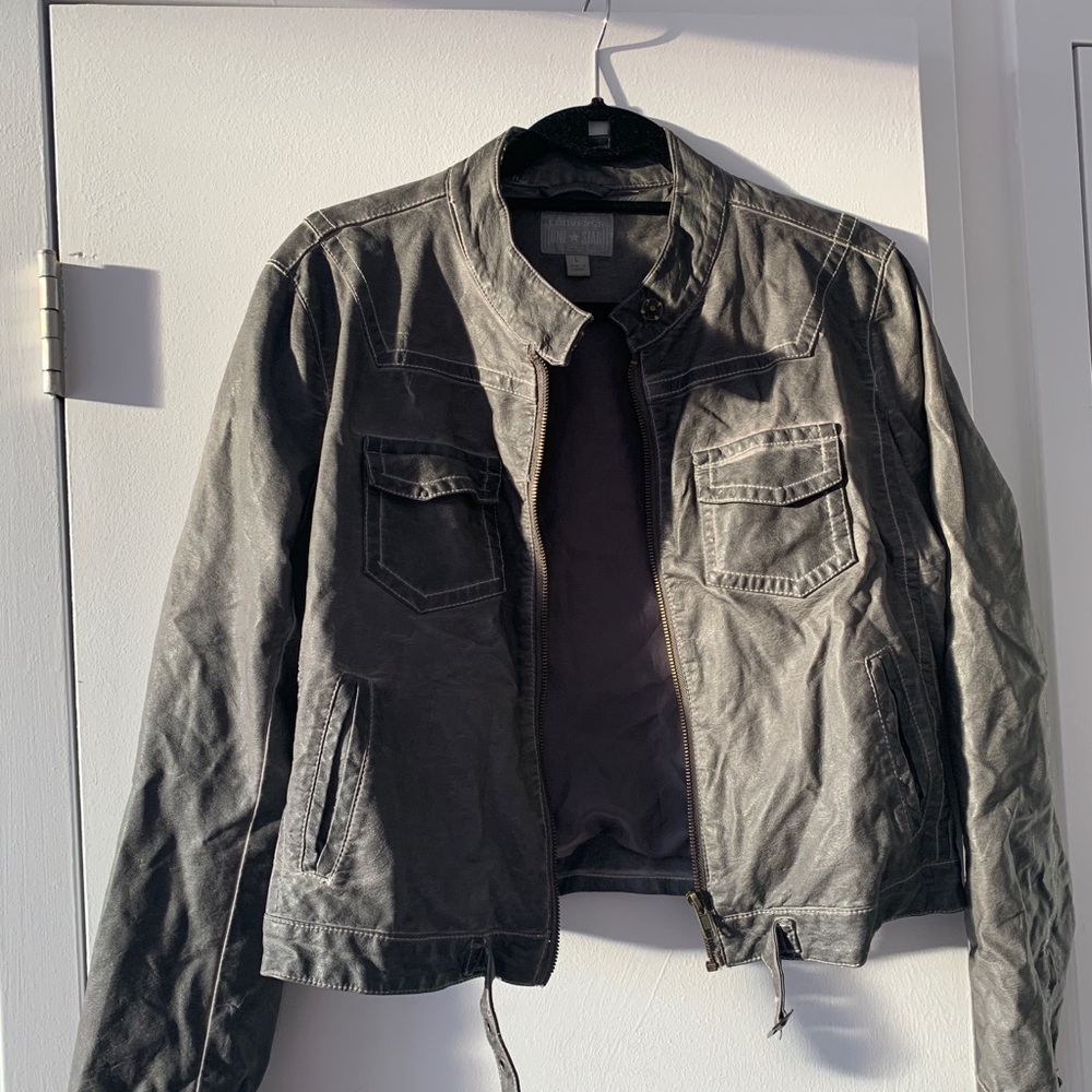 Converse Gray Fake Leather Jacket! 🏍 🏍